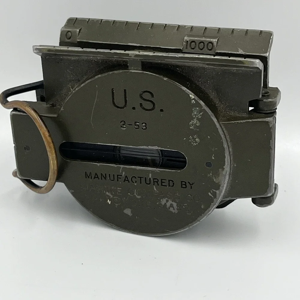 1953 Korean War Lensatic Magnetic Marine Compass Co Pembroke, Mass Marine Corp